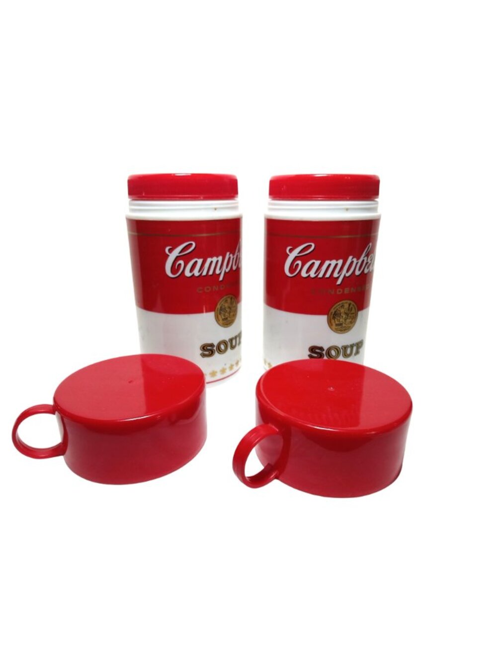 Vintage 90s Campbells Soup Thermos Retro Red White Lot 2 Can-tainer Insulated - Picture 6 of 14